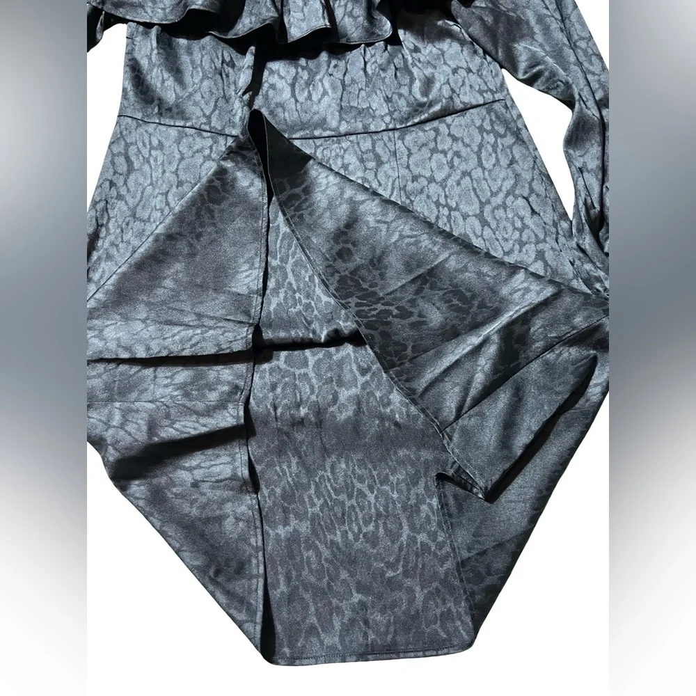 Michael Kors Black Chain Strap Mini Dress women’s XS NWT Jacquard Long Sleeve - Picture 10 of 16